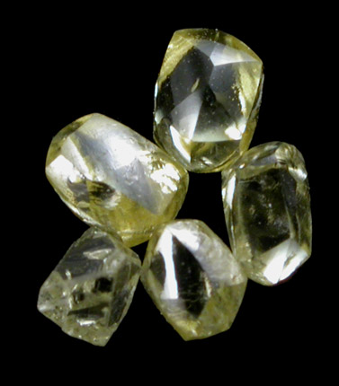 Diamond (five fancy-yellow flawless diamonds 0.51 carats total) from Matto Grosso, Brazil