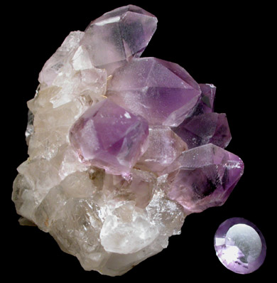 Quartz var. Amethyst with 2.35 carat faceted gemstone from Diamond Hill, Ashaway, south of Hopkinton, Washington County, Rhode Island