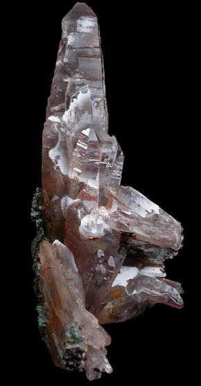 Quartz var. Amethyst with Goethite and Malachite from Zacatecas, Mexico
