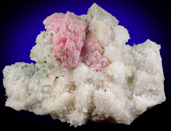 Rhodochrosite on Quartz from Ouray District, San Miguel County, Colorado