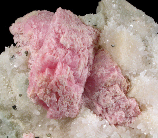 Rhodochrosite on Quartz from Ouray District, San Miguel County, Colorado