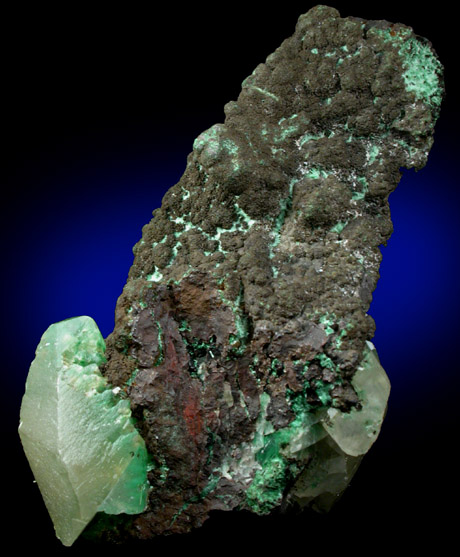 Calcite, Goethite, Malachite from Copper Queen Mine, Bisbee, Warren District, Cochise County, Arizona