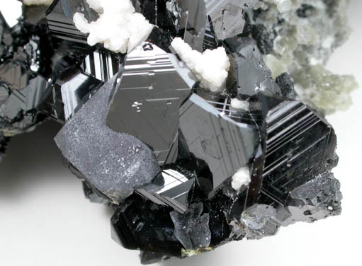 Sphalerite (Spinel-law twinned) with Calcite and Galena from Borieva Reka Mine, Madan District, Rhodope Mountains, Bulgaria