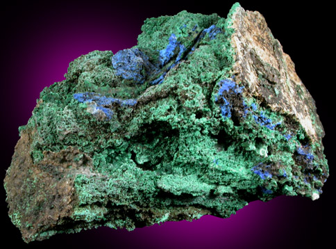 Malachite with Azurite from Omega Mine, Helvetia District, Pima County, Arizona