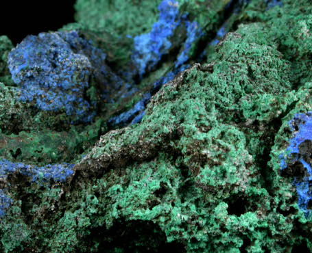 Malachite with Azurite from Omega Mine, Helvetia District, Pima County, Arizona