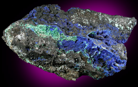 Azurite with Malachite from Omega Mine, Helvetia District, Pima County, Arizona