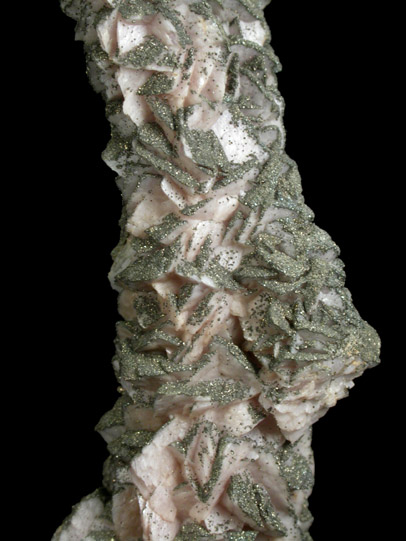 Rhodochrosite stalactite with Pyrite from Huanzala Mine, Huallanca District, Huanuco Department, Peru