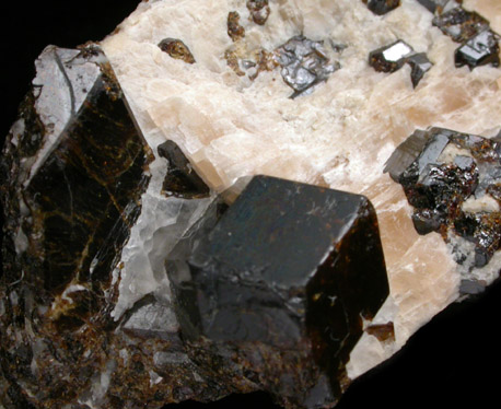 Andradite Garnet in Calcite from Franklin Mining District, Sussex County, New Jersey