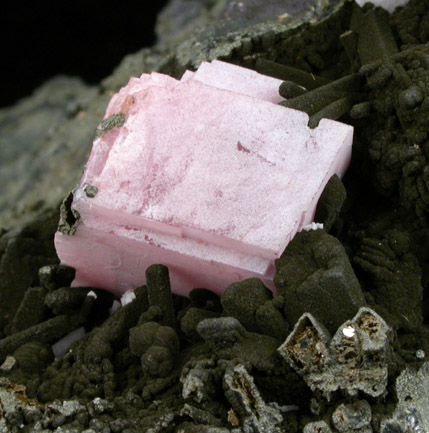 Rhodochrosite on Johannsenite pseudomorphs from Uchucchacua Mine, Oyon, Cajatambo, Peru