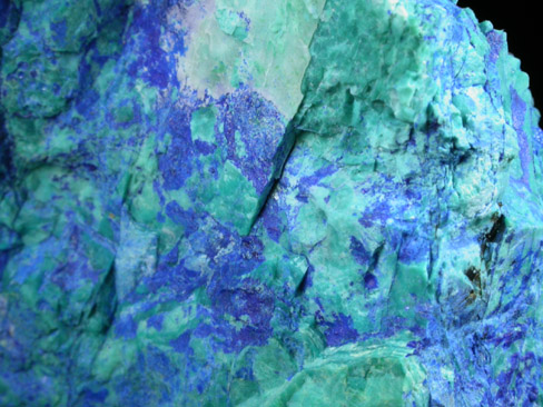 Azurite, Chrysocolla and Allophane from Bluebird Mine, 4.8 km south of Miami, Gila County, Arizona
