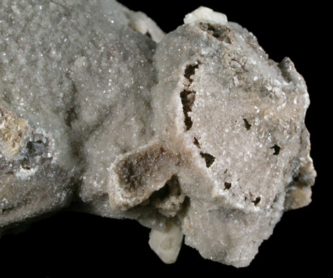 Heulandite-Ca on Calcite pseudomorphs after Pectolite with casts after Glauberite from McKiernan and Bergin Quarry, Paterson, Passaic County, New Jersey