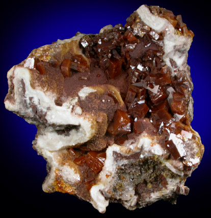 Wulfenite on Calcite and Vanadinite from Sierra de Los Lamentos, Chihuahua, Mexico