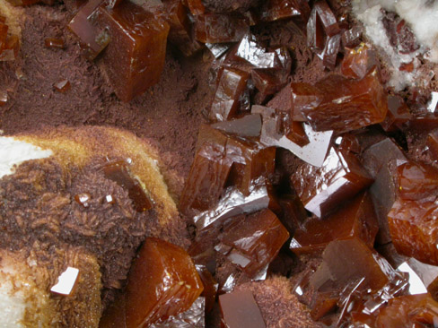 Wulfenite on Calcite and Vanadinite from Sierra de Los Lamentos, Chihuahua, Mexico