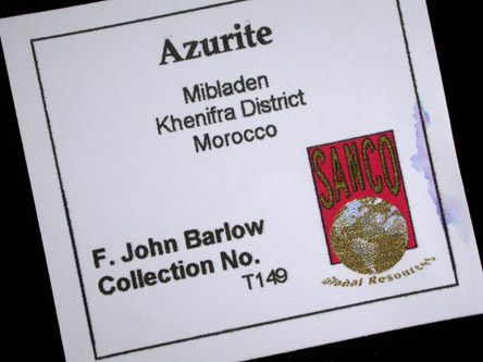 Azurite from Mibladen, Haute Moulouya Basin, Zeida-Aouli-Mibladen belt, Midelt Province, Morocco
