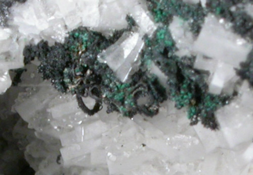 Silver on Barite with Malachite from Ward District, Boulder County, Colorado