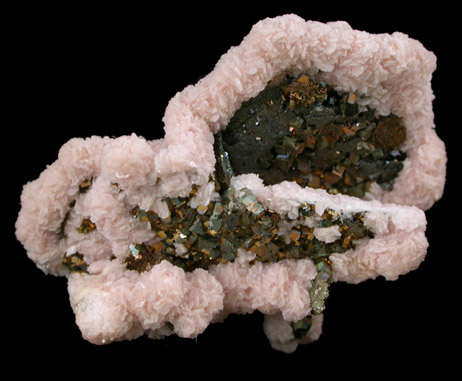 Rhodochrosite over Pyrrhotite from (Mina Noche Buena?), Zacatecas, Mexico