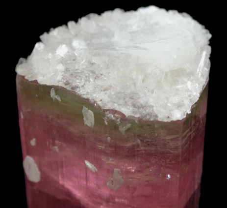 Elbaite var. Rubellite Tourmaline with Stilbite from Himalaya Mine, Mesa Grande District, San Diego County, California