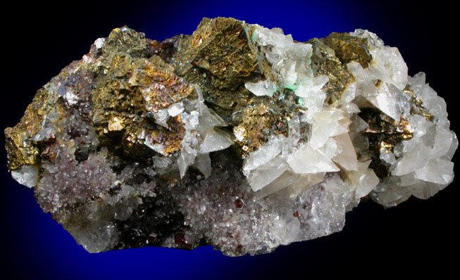 Chalcopyrite, Calcite, Sphalerite, Quartz from Kangjiawan Mine, Shuikoushan District, Hengyang, Hunan, China