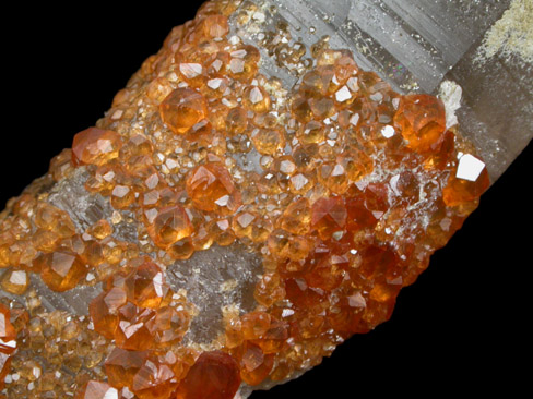 Spessartine Garnet on Smoky Quartz from Tongbei-Yunling District, Fujian Province, China