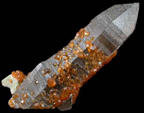 Spessartine Garnet on Smoky Quartz from Tongbei-Yunling District, Fujian Province, China