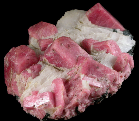 Rhodonite in Calcite with Franklinite from Franklin Mining District, Sussex County, New Jersey