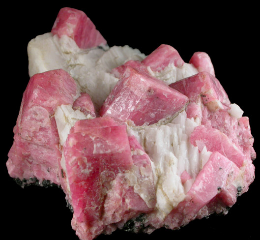 Rhodonite in Calcite with Franklinite from Franklin Mining District, Sussex County, New Jersey