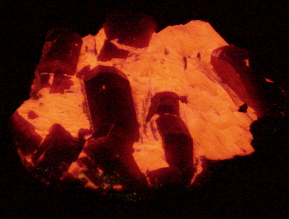 Rhodonite in Calcite with Franklinite from Franklin Mining District, Sussex County, New Jersey