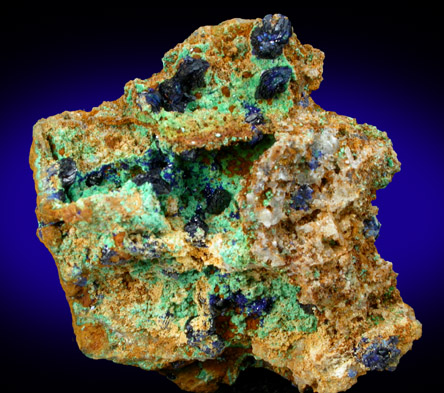 Azurite and Aurichalcite from Mapimi District, Durango, Mexico
