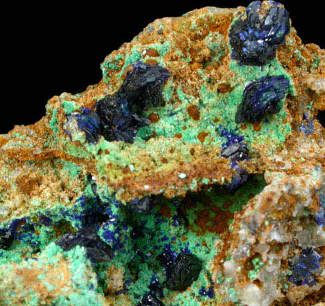 Azurite and Aurichalcite from Mapimi District, Durango, Mexico