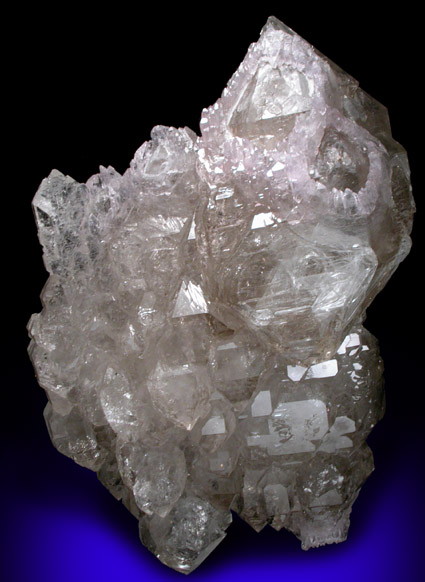 Quartz (Rose Quartz Crystals on parallel Smoky Quartz crystals) from Mount Mica Quarry, Paris, Oxford County, Maine