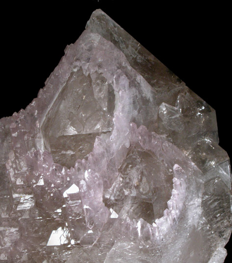 Quartz (Rose Quartz Crystals on parallel Smoky Quartz crystals) from Mount Mica Quarry, Paris, Oxford County, Maine