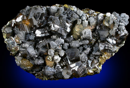 Sphalerite (Spinel-law twinned) with Chalcopyrite and Galena from Commodore Mine, Creede District, Mineral County, Colorado