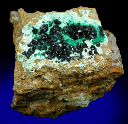 Clinoclase, Cornubite, Cornwallite from Majuba Hill, Pershing County, Nevada