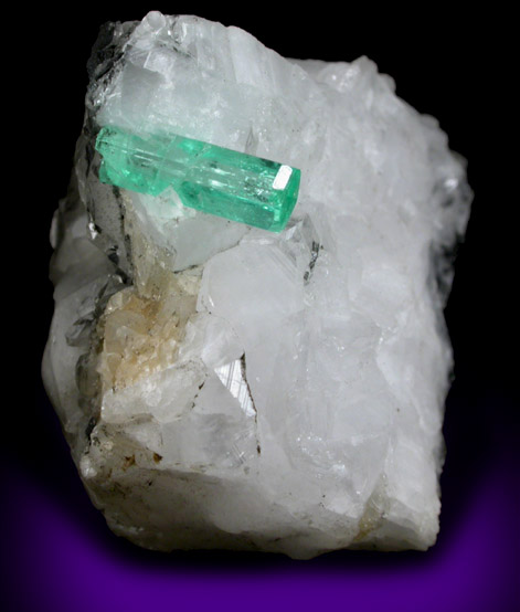 Beryl var. Emerald in Calcite from La Pita Mine, Vasquez-Yacop District, Boyac Department, Colombia