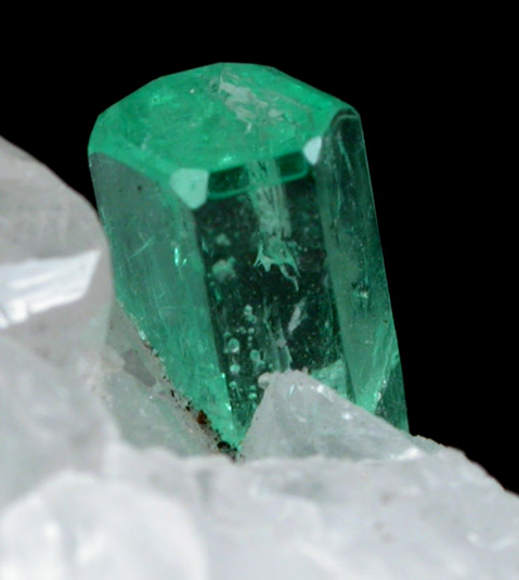 Beryl var. Emerald in Calcite from La Pita Mine, Vasquez-Yacop District, Boyac Department, Colombia