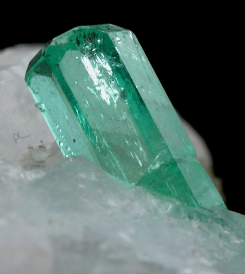 Beryl var. Emerald in Calcite from La Pita Mine, Vasquez-Yacop District, Boyac Department, Colombia