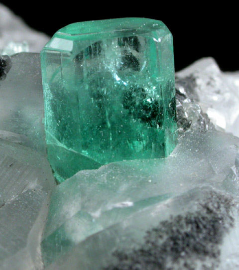 Beryl var. Emerald in Calcite from Polveros Mine, Vasquez-Yacopi District, Colombia