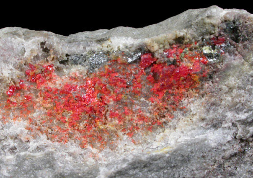 Chabourneite and Realgar from Jas Roux, Pelvoux Mountain, Valgaudemar, Hautes-Alpes, France (Type Locality for Chabourneite)