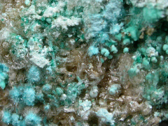 Grandviewite (IMA 2007-004), Cyanotrichite, Chalcoalumite, Smithsonite from Grandview Mine, Coconino County, Arizona (Type Locality for Grandviewite)