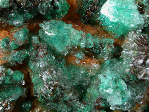 Gypsum with Malachite inclusions from Touissit Mine, 21 km SSE of Oujda, Jerada Province, Oriental, Morocco
