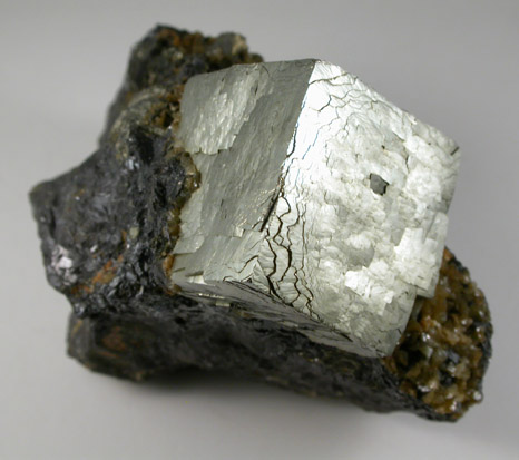 Pyrite on Galena with Dolomite from Santa Eulalia District, Aquiles Serdán, Chihuahua, Mexico