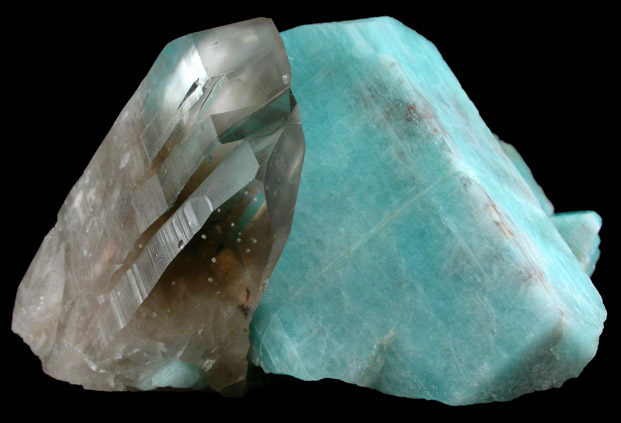 Microcline var. Amazonite with Smoky Quartz from Blue Smoky Mine, Bubble Pocket, Florrisant, Teller County, Colorado