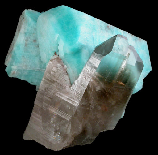 Microcline var. Amazonite with Smoky Quartz from Blue Smoky Mine, Bubble Pocket, Florrisant, Teller County, Colorado