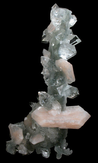 Apophyllite and Stilbite-Ca on stalactitic Quartz from Jalgaon, Maharashtra, India