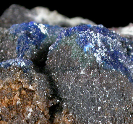 Anglesite pseudomorph after Galena with Linarite. from Blanchard Claims, Hansonburg District, 8.5 km south of Bingham, Socorro County, New Mexico