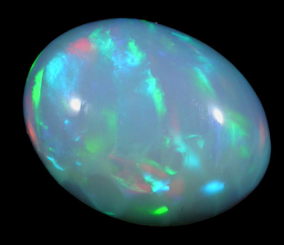 Opal (var. Crystal Fire Opal) from 570 km north of Addis Ababa, Wello (Wollo), Delanta Plateau, Tigray, Ethiopia