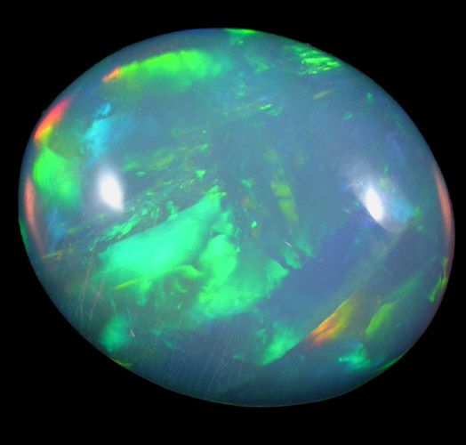 Opal (var. Crystal Fire Opal) from 570 km north of Addis Ababa, Wello (Wollo), Delanta Plateau, Tigray, Ethiopia