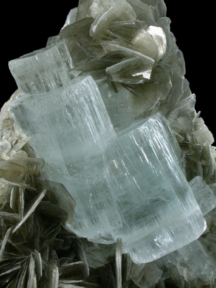 Beryl var. Aquamarine on Muscovite from Nagar, Hunza Valley, Gilgit District, Gilgit-Baltistan, Pakistan