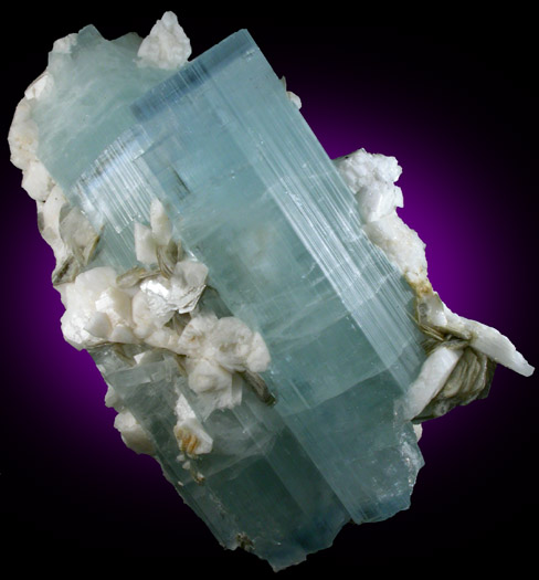 Beryl var. Aquamarine with Albite, Muscovite from Nagar, Hunza Valley, Gilgit District, Gilgit-Baltistan, Pakistan