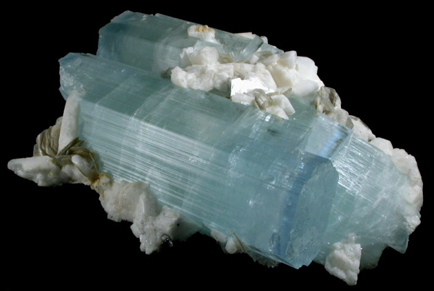 Beryl var. Aquamarine with Albite, Muscovite from Nagar, Hunza Valley, Gilgit District, Gilgit-Baltistan, Pakistan